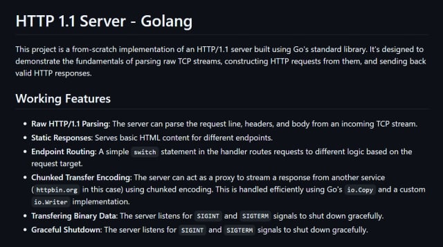 HTTP/1.1 Server - Golang